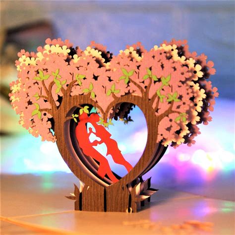 Buy CUTE POPUP 3D Kissing Couple On Purple Heart Wisteria Card