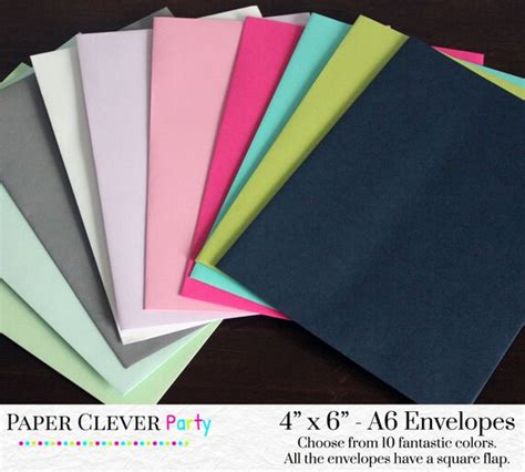 A6 Invitation Envelopes 4 x 6 colored by PaperCleverParty on Etsy