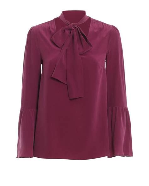 Michael Kors Pussy Bow Silk Blouse In Purple Lyst