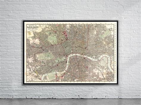 Beautiful Vintage Map of London, England 1880 Old Map Print Vintage ...