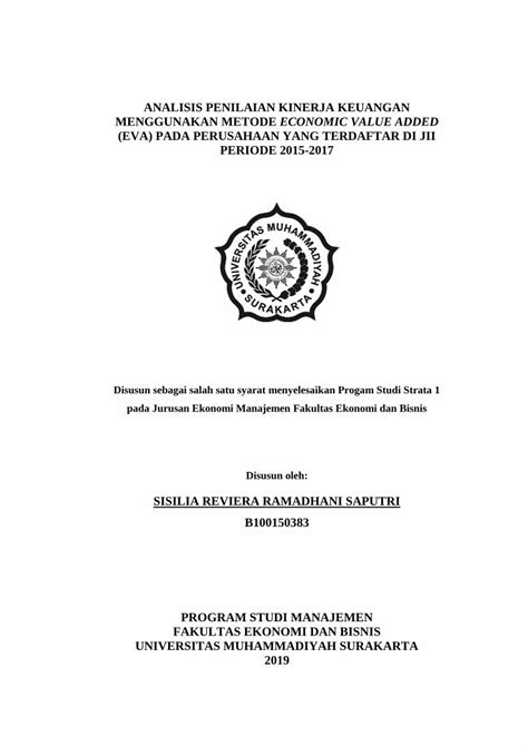 PDF ANALISIS PENILAIAN KINERJA KEUANGAN MENGGUNAKAN Eprints Ums Ac