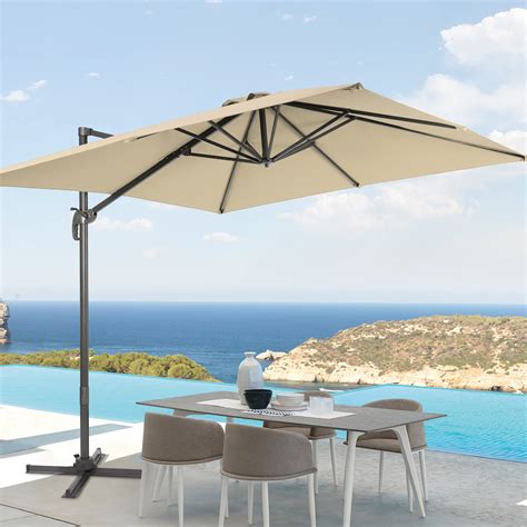 Arlmont And Co 9x9ft Cantilever Patio Umbrella Outdoor Square Offset Sturdy 360° Rotation