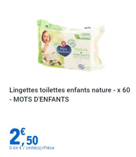 Promo Lingettes Toilettes Enfants Nature X Mots D Enfants Chez E