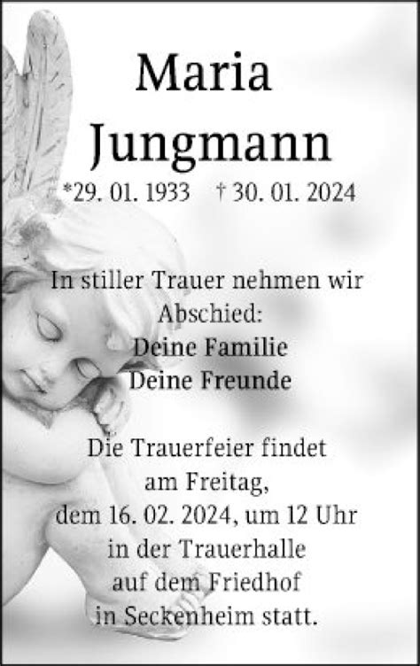 Traueranzeigen Von Maria Jungmann Trauerportal Ihrer Tageszeitung