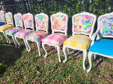 Floral Dining Chairs Colorful Accent Chairs Antique Chairs - Etsy