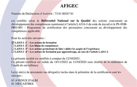 2101269 2 Certificat de conformité AFIGEC Informatique