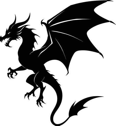 a black and white silhouette of a dragon 42730233 Vector Art at Vecteezy