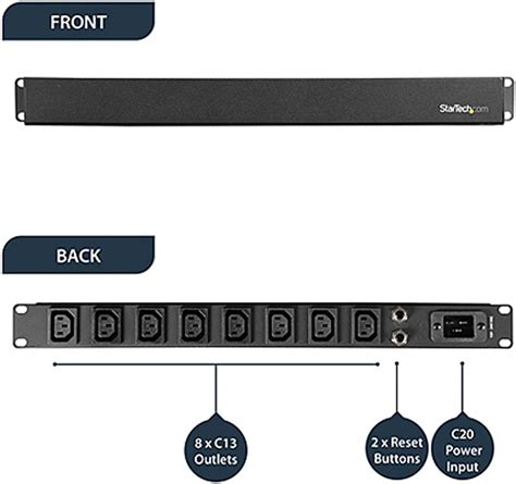 StarTech PDU08C13H 8 Port Rack Mount PDU With C13 Outlets 10 Ft