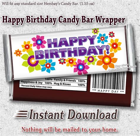 Printable Hershey S Happy Birthday Candy Bar Wrappers Etsy