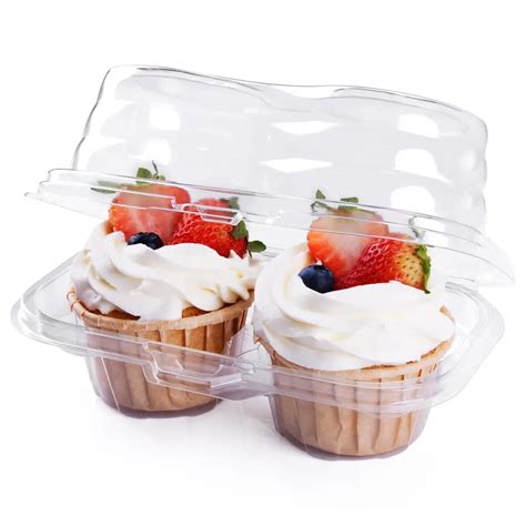 Plastic Mousse Cake Packaging Box Transparent Double Individual Cup