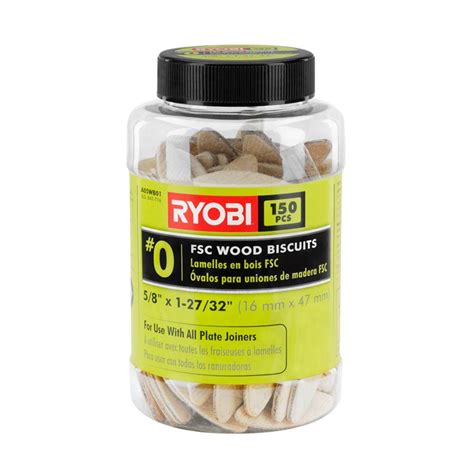 Ryobi 00 Fsc Wood Biscuits 150 Piece A05wb01 The Home Depot