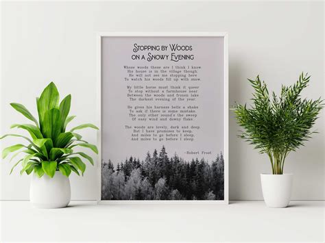 Robert Frost Poem Print: Stopping by Woods on a Snowy Evening – The