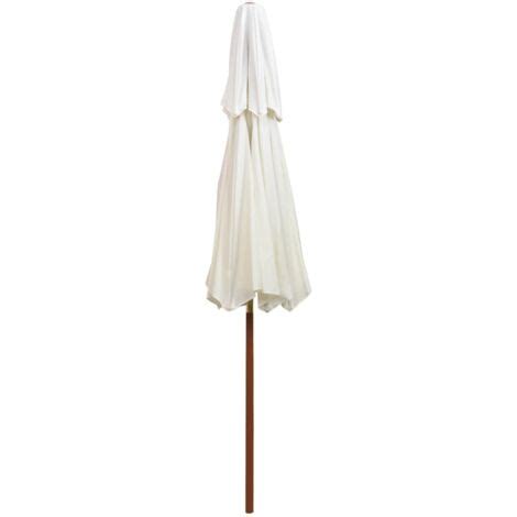 Parasol De Terrasse X Cm Poteau En Bois Blanc Cr Me Parasol