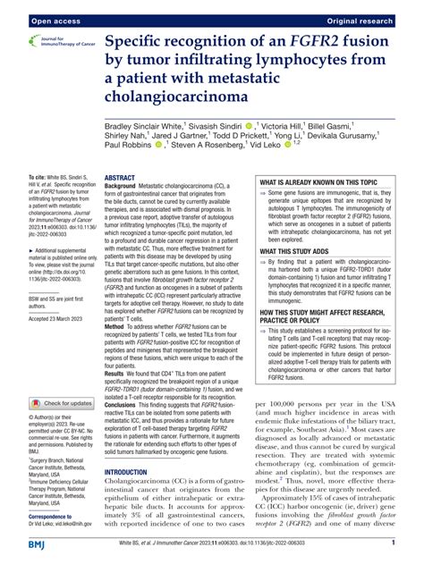 Pdf Specific Recognition Of An Fgfr Fusion By Tumor Infiltrating