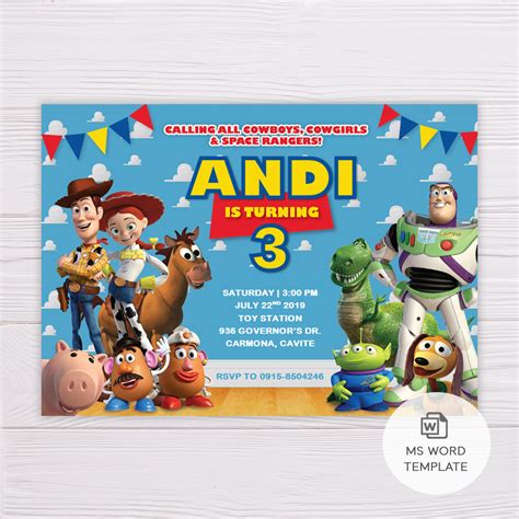 Toy Story Invitation Template Dgtally