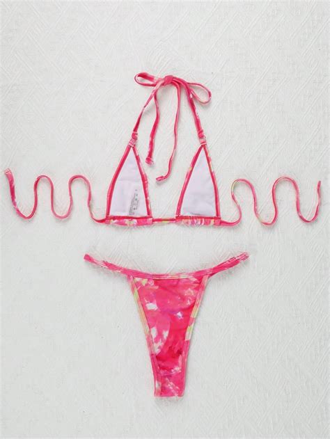 Custom Tie Dye Extreme Sexy Micro Thong Bikini Set Luxury Women