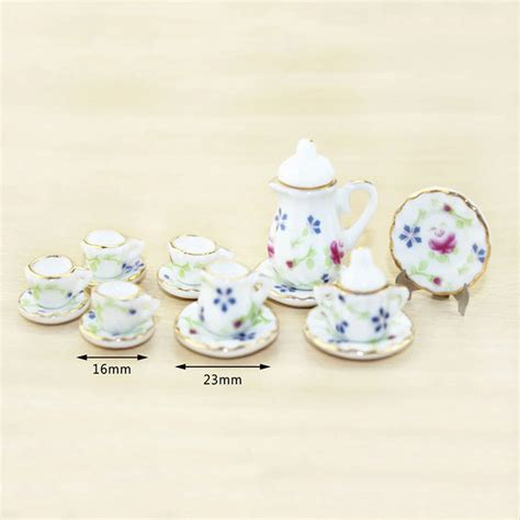 Dollhouse Miniature Accessories Mini Ceramic Tea Set Simulation