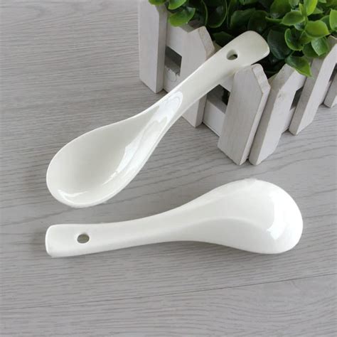 Mutiara White Ceramic Porcelain Chinese Soup Spoon Cm Shopee