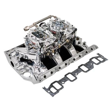 Edelbrock® 20364 Rpm Dual Quad Endurashine Intake Manifold And Carburetor Kit