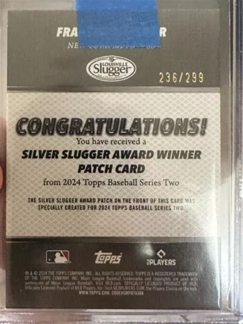 2024 TOPPS SERIES 2 Francisco Lindor argent Slugger Award lauréat Mets