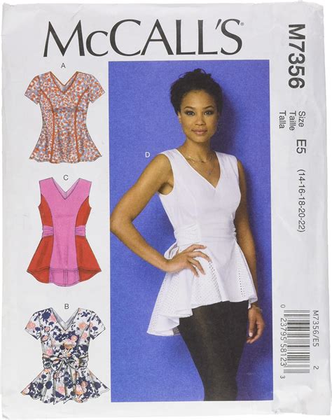 Mccall S Patterns MC7095 Misses Tops And Tunics Sizes 16 18 20 22