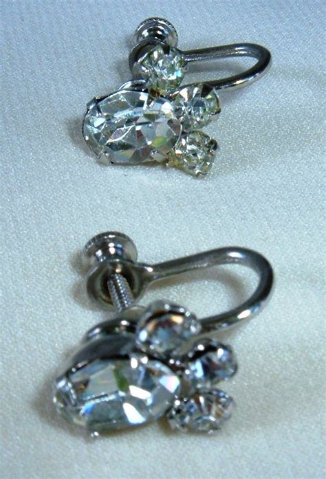 Vintage CZ Screw-back Screw Back Earrings - Other