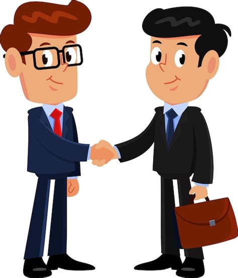 Premium Vector | Businessmen Cartoon Characters Shaking Hands At Meeting