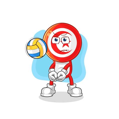 Túnez jugar voleibol mascota vector de dibujos animados Vector Premium