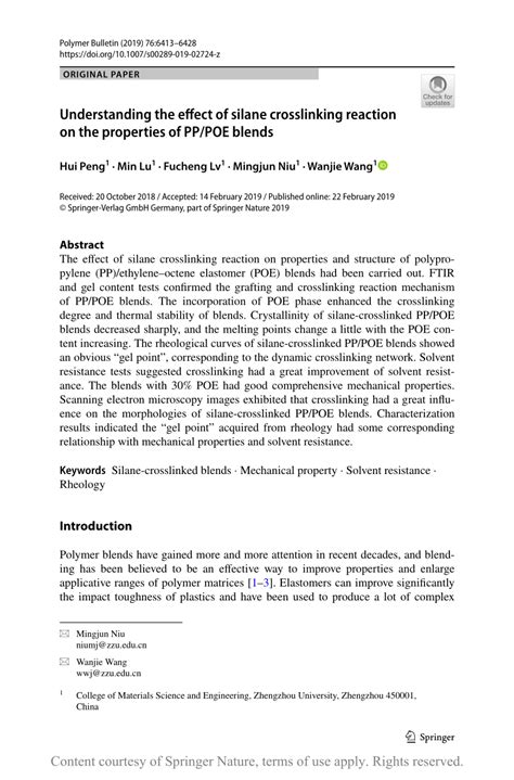 Understanding The Effect Of Silane Crosslinking Reaction On The