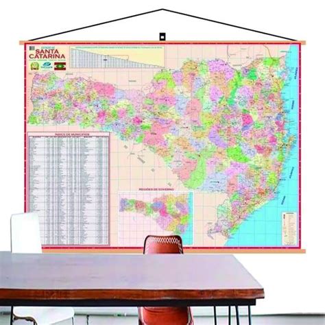 Mapa Estado Santa Catarina Banner Moldura Laminado 120x90cm SPM No