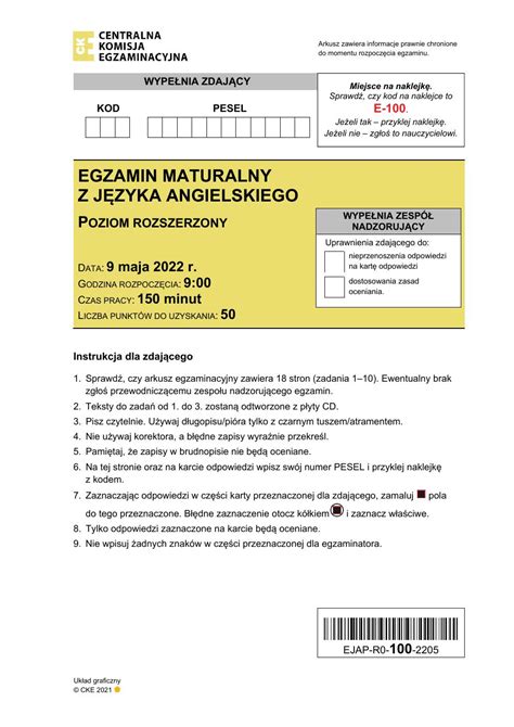 Galeria arkusz język angielski rozszerzony matura 2022 maj 01