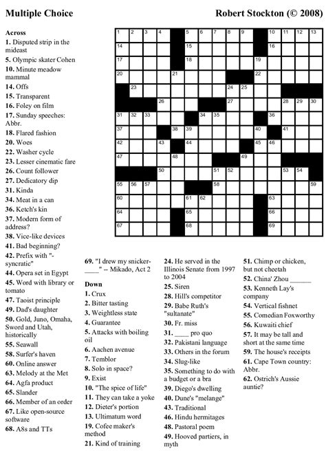 Printable New York Crossword Puzzles | Printable Crossword Puzzles