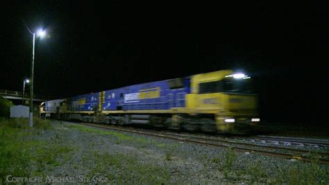 Pm Pacific National Container Freight Train At Night