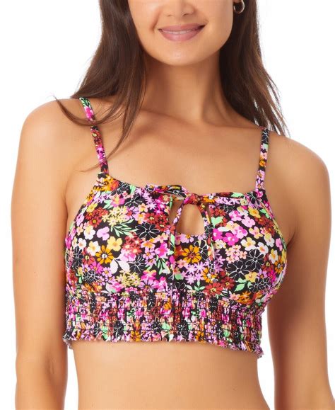 Msrp California Waves Juniors Printed Longline Bikini Top Size