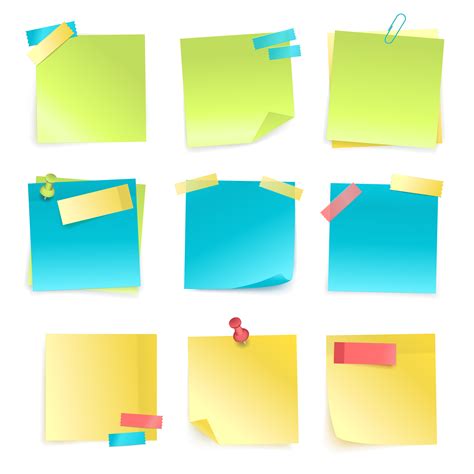 sticky notes set  vector art  vecteezy