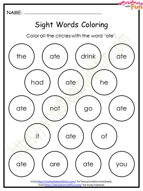 Sight Words Worksheets • Teacha Worksheets Library