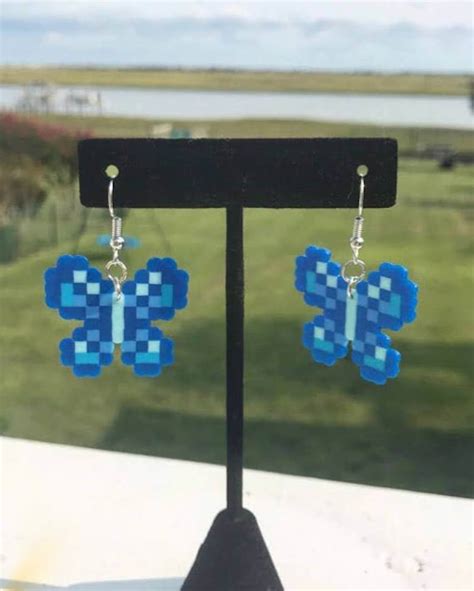 Butterfly Earrings Perler Perler Bead Earring Etsy