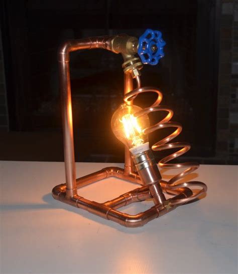 Copper Pipe Table Lamp With Valve Switch Steampunk Table Etsy Lamp