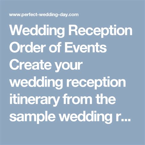 Wedding Reception Order Of Events Create Your Wedding Reception