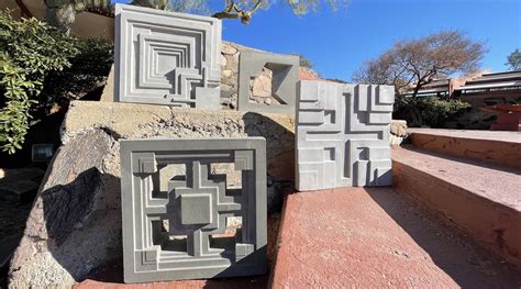 Textile Blocks At Twest Stairs Lead Pic Frank Lloyd Wright Foundation