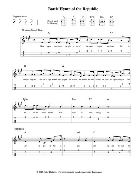 Battle Hymn Of The Republic Ukulele Sheet Music