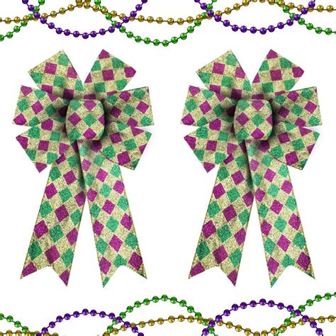 Amazon Estivaux 2 Pieces Mardi Gras Bows For Wreath Mardi Gras