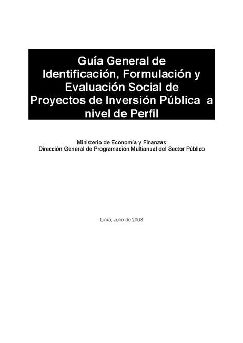 Guía General De Identificación Formulación Y Evaluación Social De Proyectos Guía General De