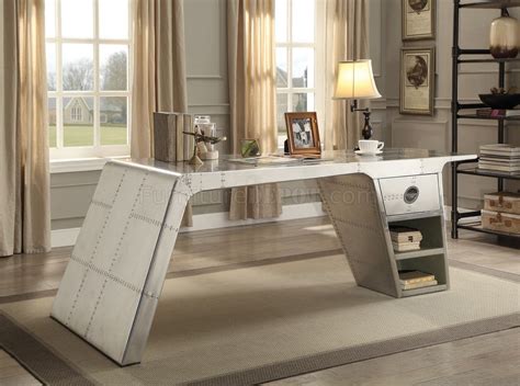 Brancaster Office Desk 92190 In Aluminum By Acme