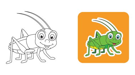 Line Art Of Cute Grasshopper Suitable For Coloring Book And Coloring