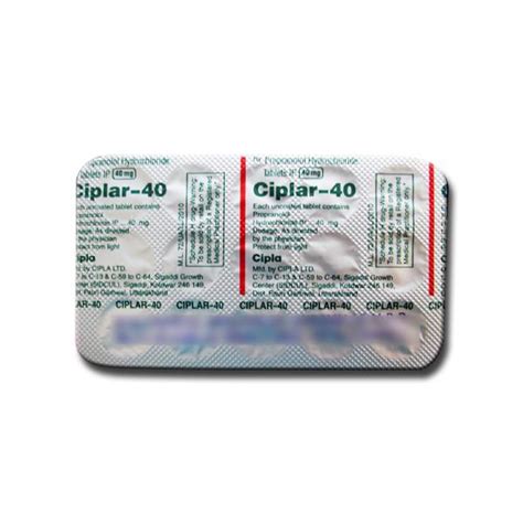 Buy Ciplar 40 Mg Tablet 15 Tab Online At Best Price In India