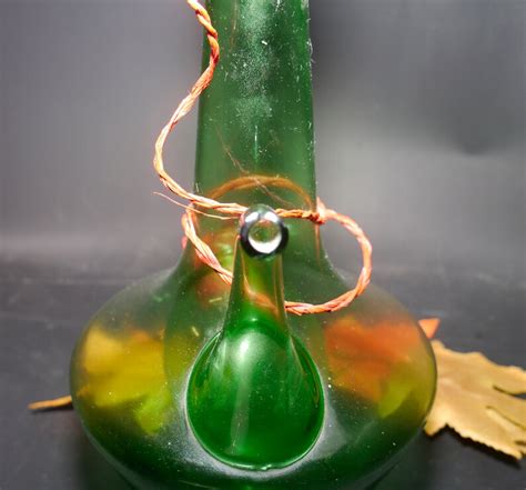 Mid Century Italy Green Glass Fiasco Wine Bottle Decanter With Etsy