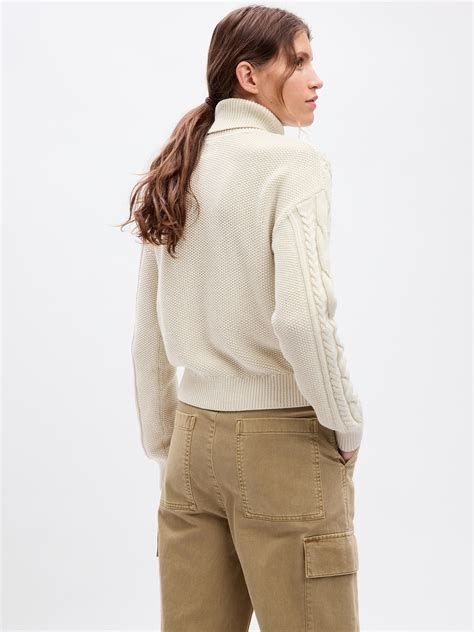 Turtleneck Cable Knit Cropped Sweater Gap