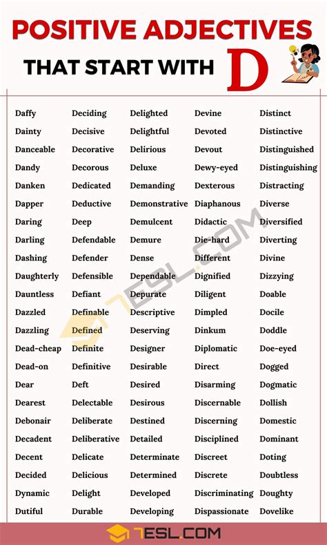 129 Positive Adjectives That Start With D D Words To Describe Someone