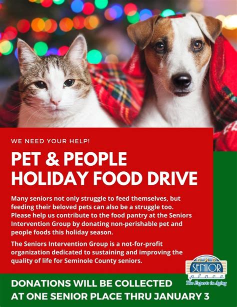 Pet And People Holiday Food Drive One Senior Place